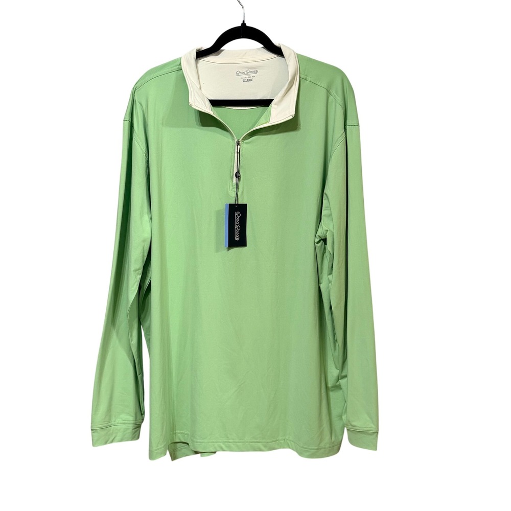 Good Good Golf Mens 2XL Fighting For Par Quarter Zip Pullover Light Green NWT - Picture 3 of 9